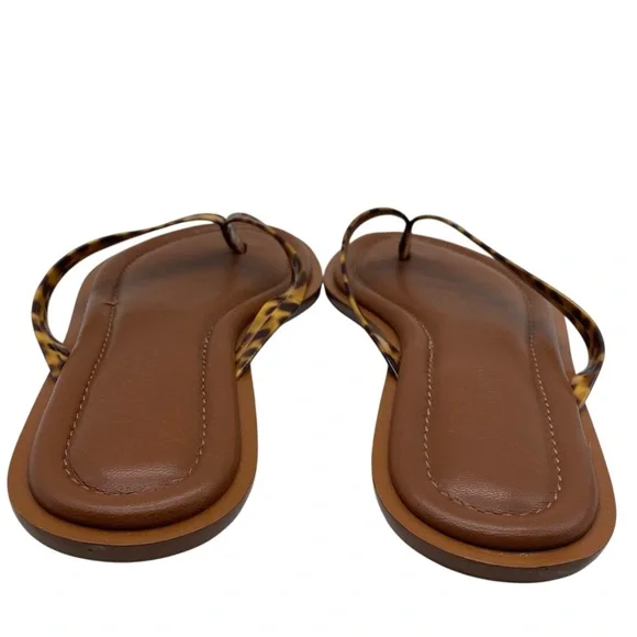 J. Crew Womens Shoes Leather Thong Sandals 6 Leopard Flat Casual Italy Slip On - Picture 5 of 9